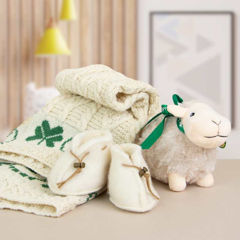 Baby Knit Gift Basket Blanket and Sheep